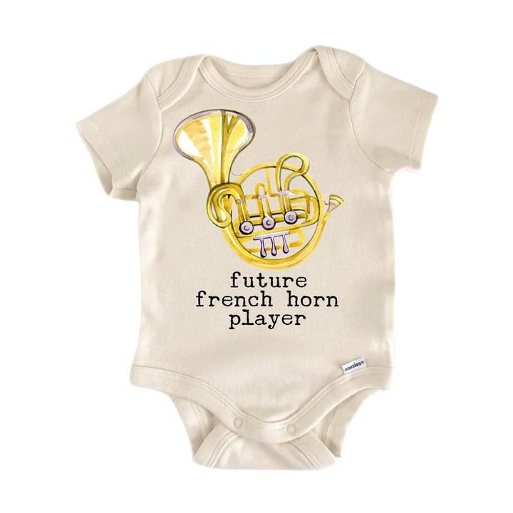French Horn Musician - Baby Boy Girl Clothes Infant Bodysuit Funny Cute Newborn for wholesale by North Fork Forager LLC