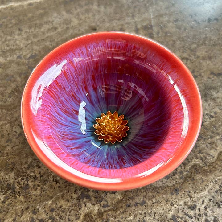 Jianzhan Tenmoku Tea Cup with Silver Lotus 50ml for wholesale by Tea soul