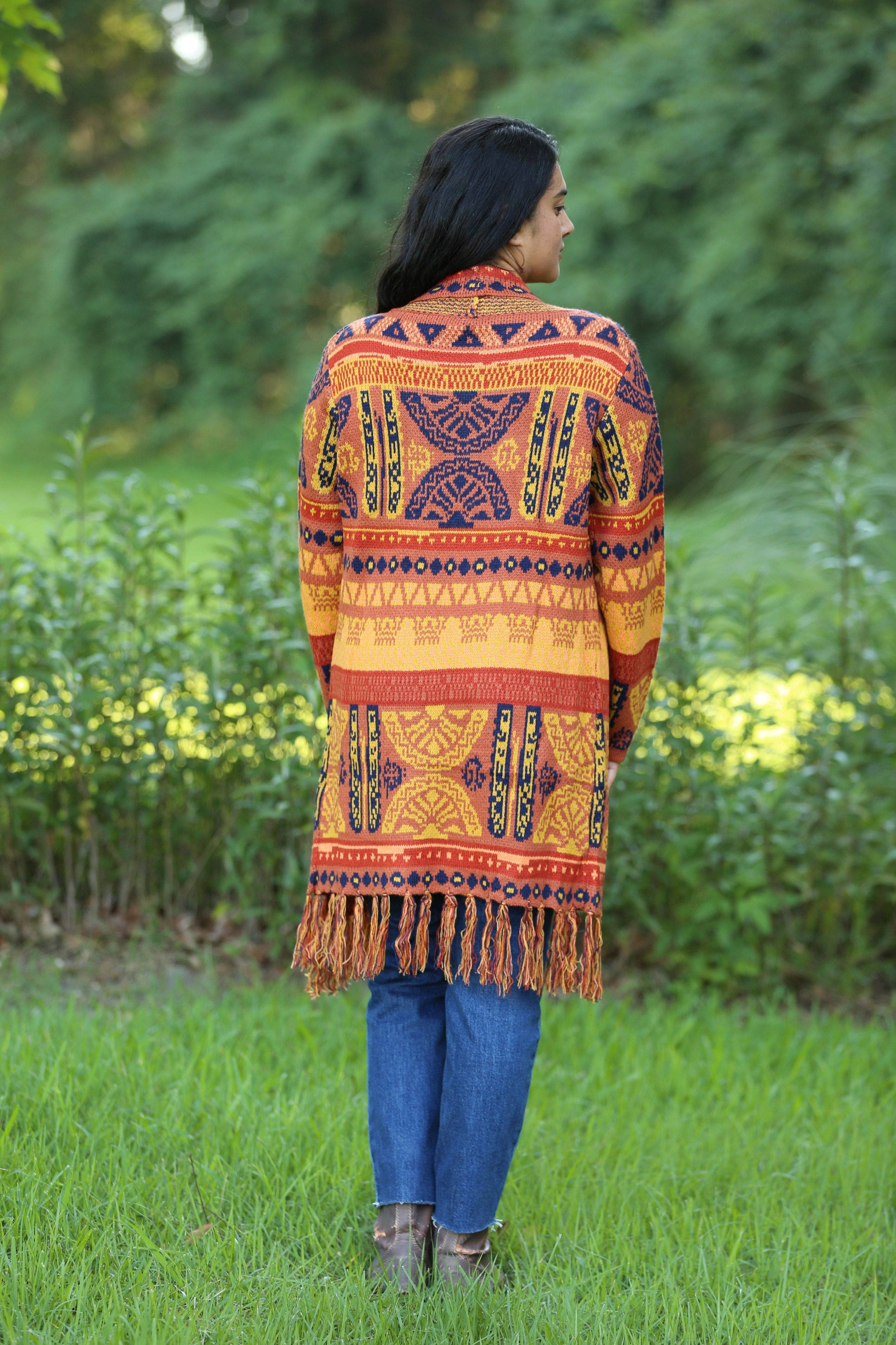 Sacred Threads – wholesale Cardigan – Women’s – Autumn Radiance Boho Knit Cardigan with Tassels4