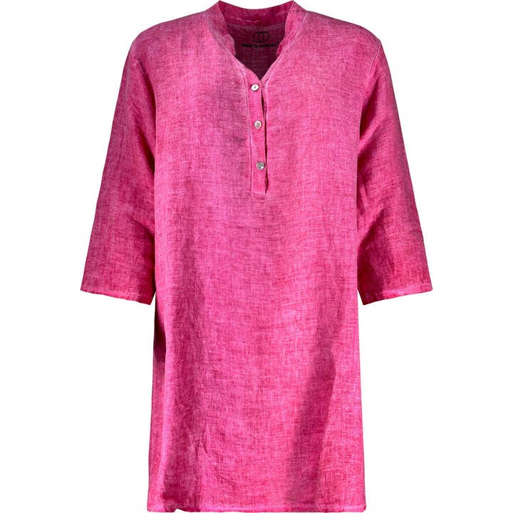 Tunikakleid aus Leinen Cold Col. - Rosa für den Großhandel von Made By Andersen