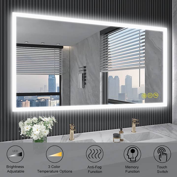 Brio Lighting - Wholesale Wall Mirror - SmartGlow 36x55" Frameless Anti-Fog Bathroom LED Mirror3