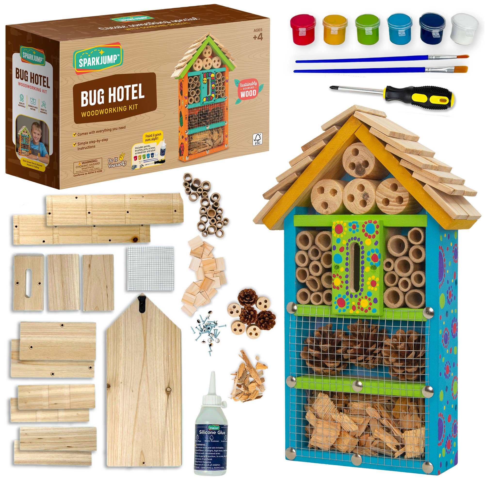 SparkJump - Wholesale DIY Craft Kit - Kids - Bug Hotel Butterfly House Woodworking Kit1