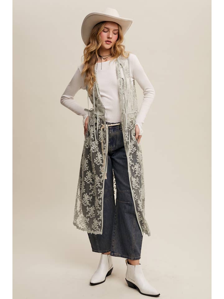 Listicle - Wholesale Outerwear Vest - Women's - Sheer Floral Embroidered Lace Vest15