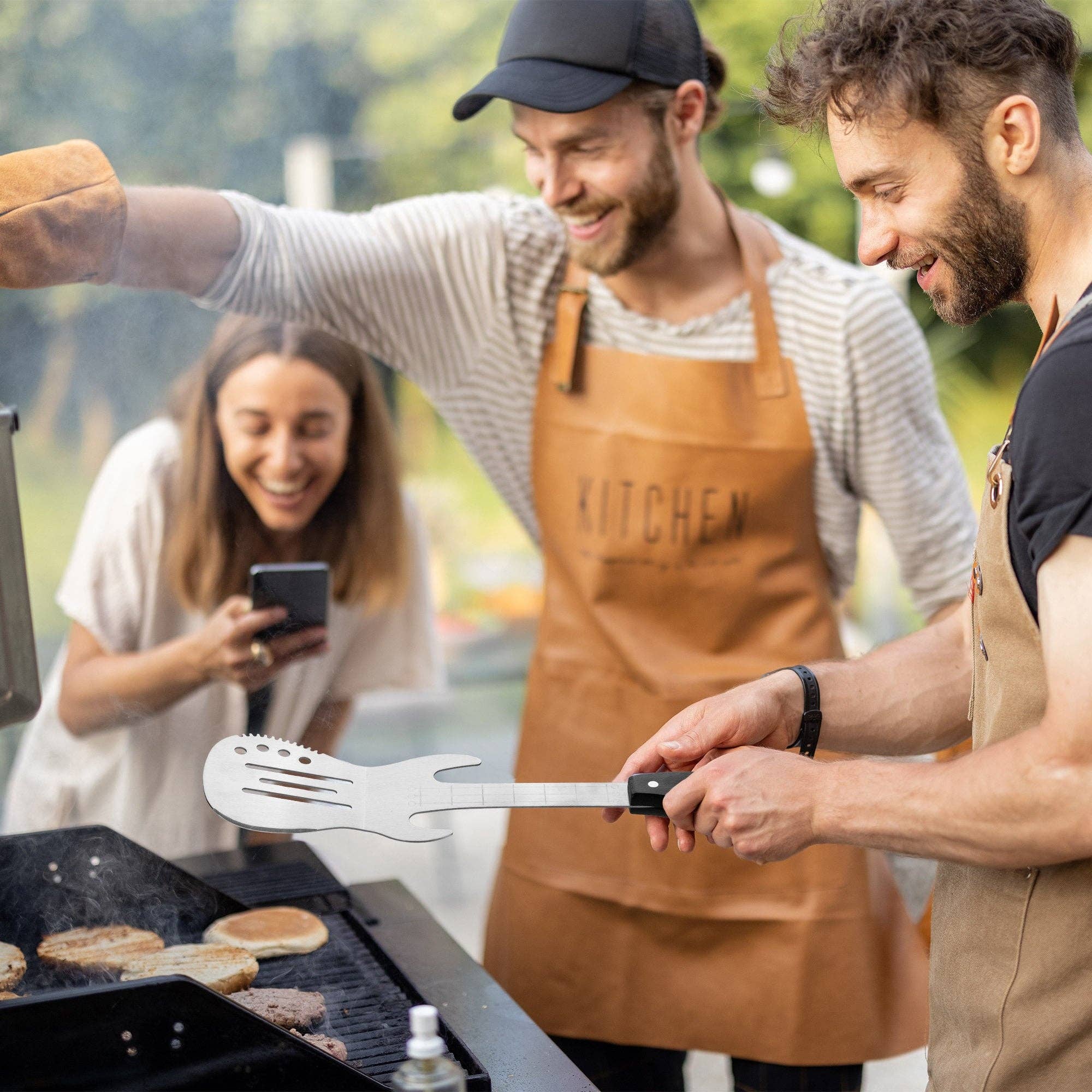 The Wine Savant /  Khen Glassware – wholesale Outdoor grill tools – GUTE BBQ Grilling Set, 4 Piece Guitar Stainless Steel5