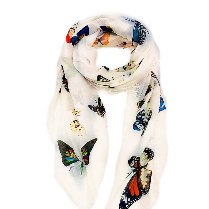 JC Sunny Fashion - Wholesale Scarf - Women's - 4 Colors--JC Signature Multicolor Butterfly Scarf