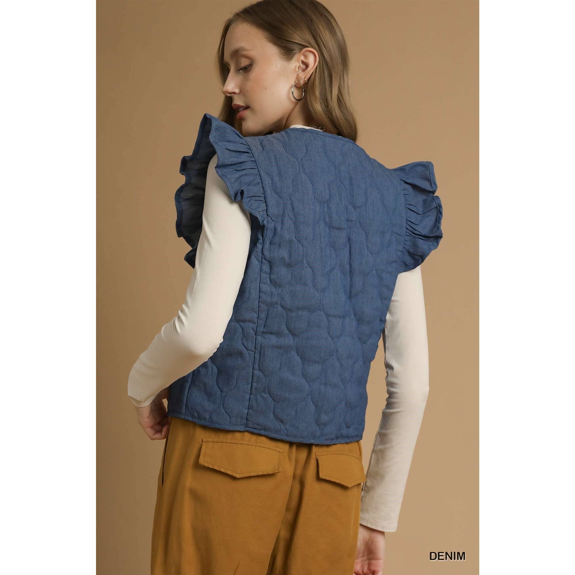 STYLE USA – Engroshandel Vest - Dame – Quiltet vest med flæseærmer8