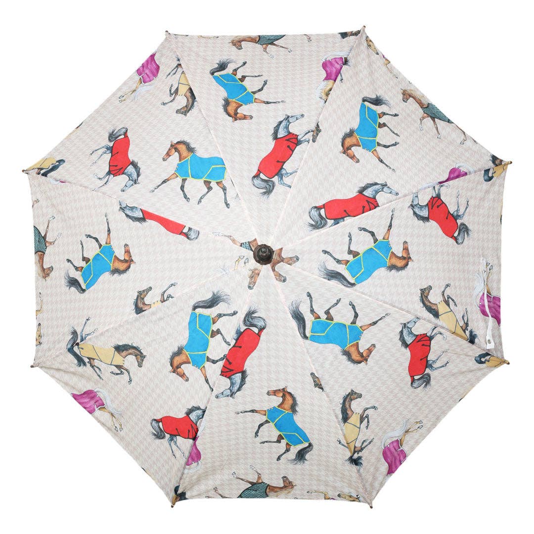 Multi AWST Int'l Lila Umbrella-Horses in Blankets for wholesale on Faire1