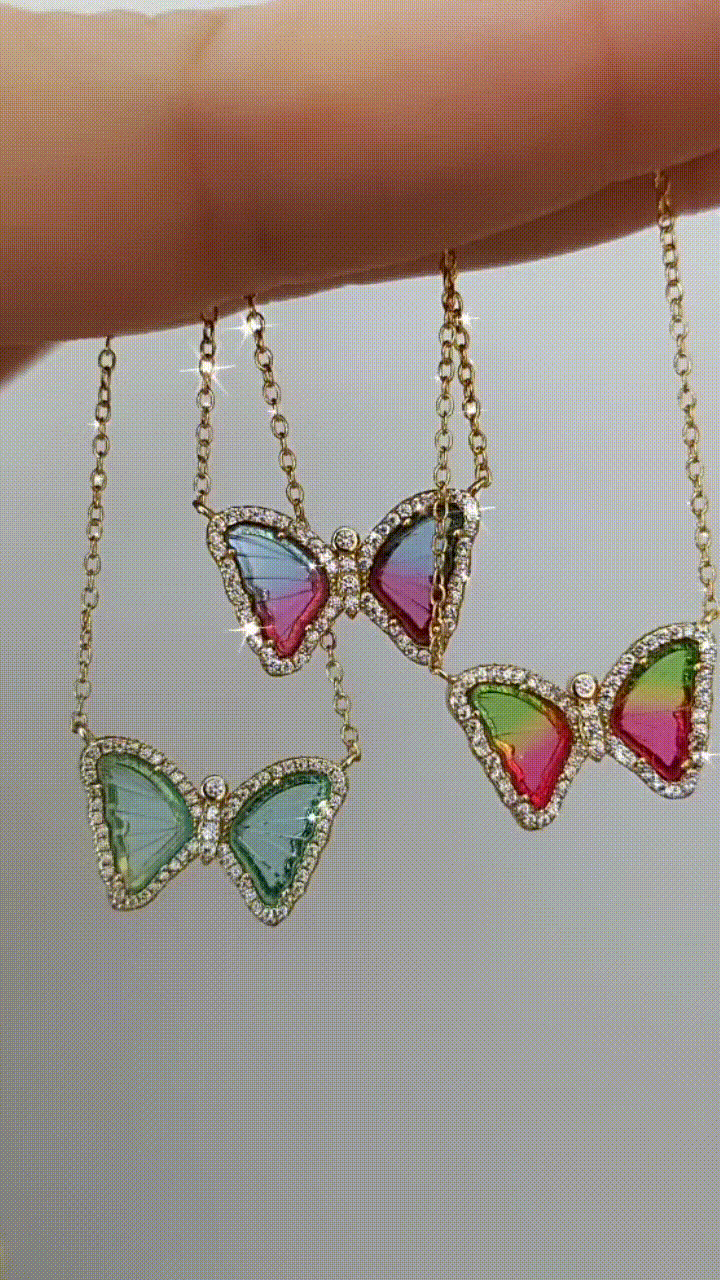 Kamaria Jewelry - Vendita all'ingrosso Collana con ciondolo/pendaglio - Collana con mini farfalla, colore: verde acqua2