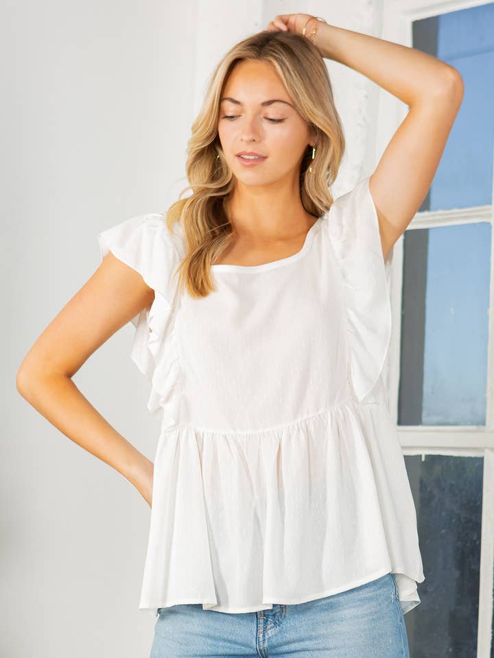 Strukturierte Peplum-Bluse für den Großhandel von Orange Farm Clothing