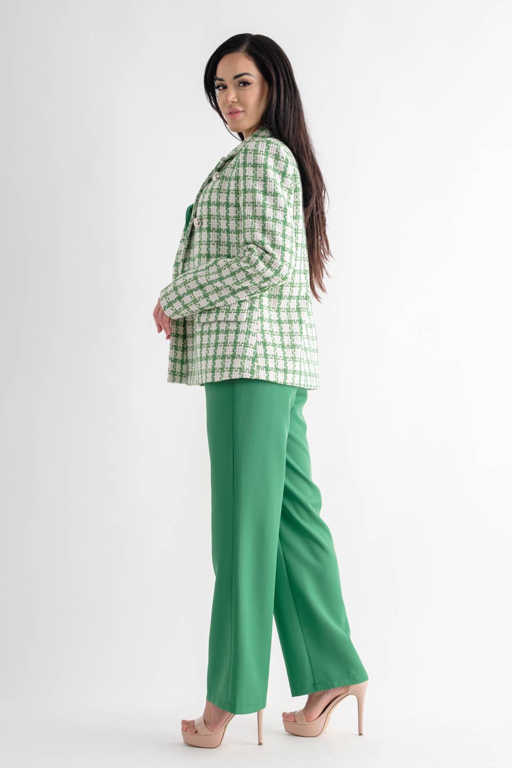 Tea & Cup - Wholesale Blazer - Women's - TCH8079-Tweed double-breasted blazer7