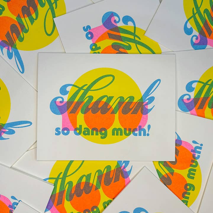 Thank You Card | A2 Risograph Greeting Card for wholesale by StarKeep Studio