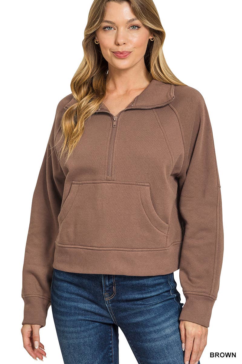 42POPS - Wholesale Sweatshirt - Women's - `.Half Zip Cropped Pullover27