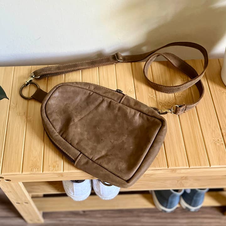 Handmade Full Grain Leather Adjustable Sling (Ellie) for wholesale by Braverly