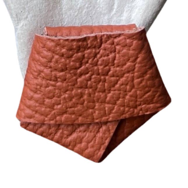 Origami Grainy Rust Brown Leather Stud Earrings for wholesale by London Atelier Byproduct