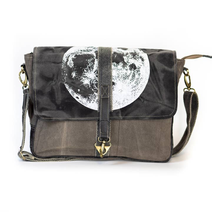 Full Moon Recycled Medium Canvas Laptop Bag for wholesale by TAKENYA