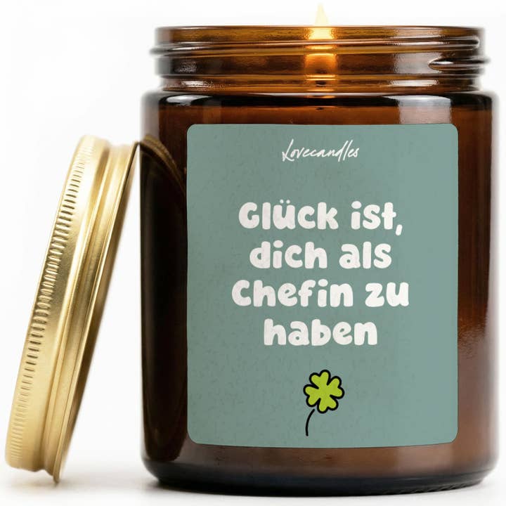 Bougie parfumée à la vanille - Le bonheur, c'est de t'avoir comme cheffe pour la vente par Lovecandles