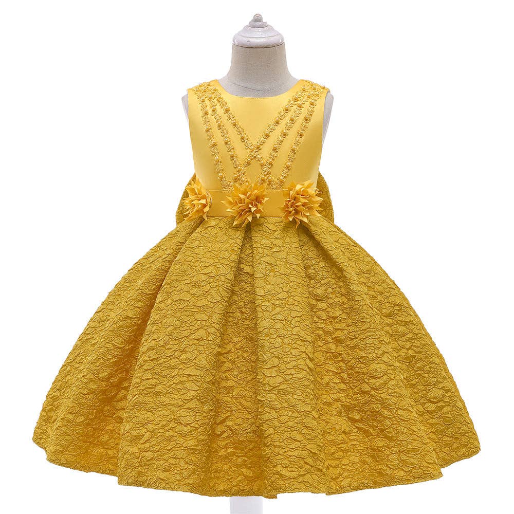 MyKids-USA® - Wholesale Dress - Kids - Baby Girl Flower Patched Design Solid Color Sleeveless Princess Formal Dress4