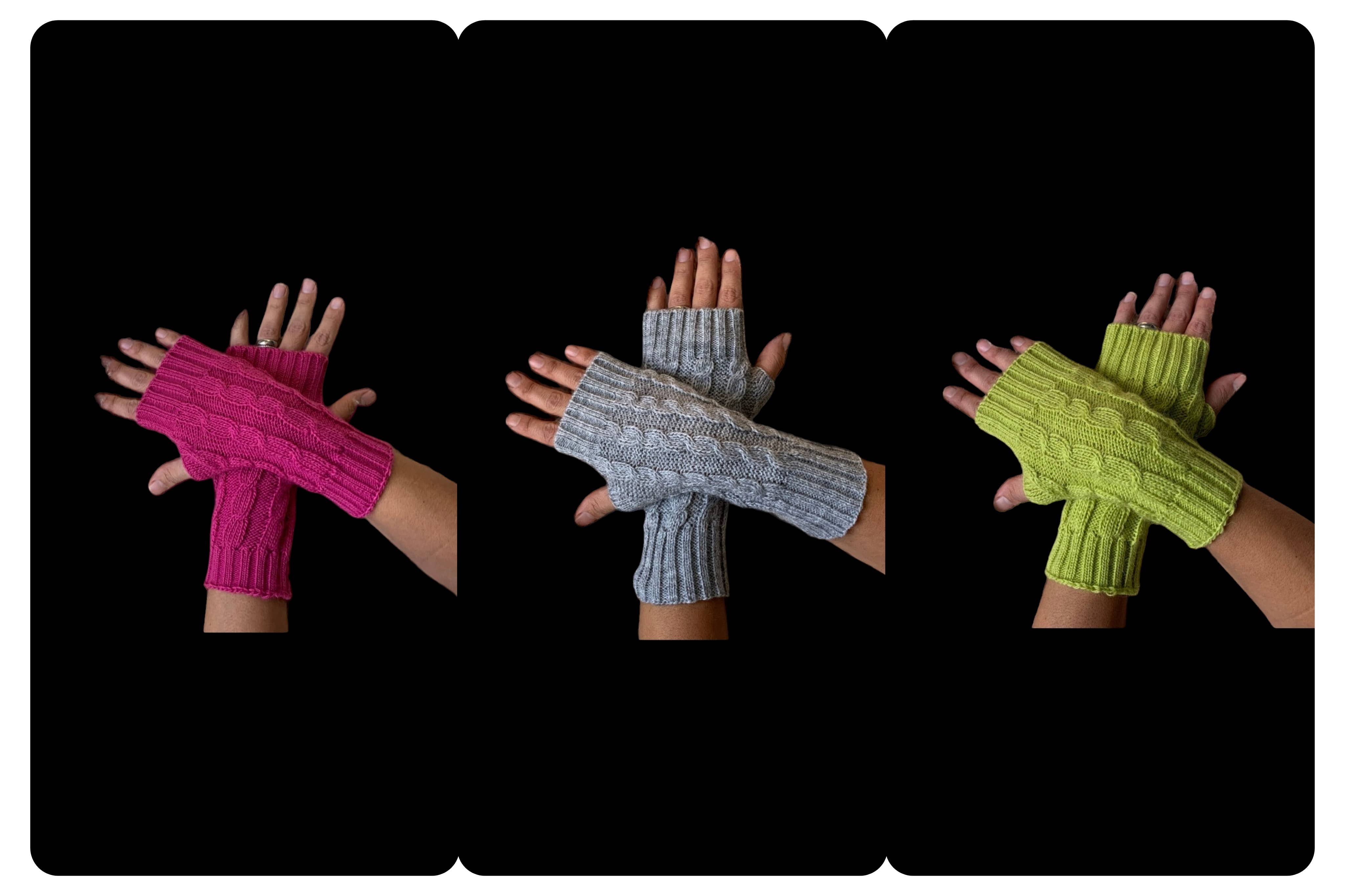 MODA LATINA - Vente Gants – femme - Gants en alpaga tricotés, gants d'hiver, gants sans doigts8