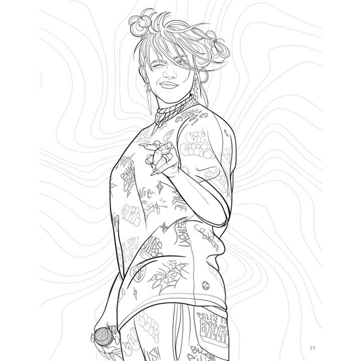 Fox Chapel Publishing - Wholesale Coloring & Activity Book - Kids & Baby - 10-Copy Display - Super Stylish Billie Eilish Coloring & Act3