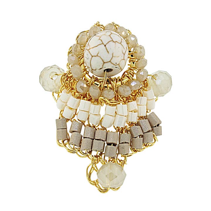 Vit Howlit Mix Mina Handgjord Virkad Ring för wholesale av Lavish By Tricia Milaneze