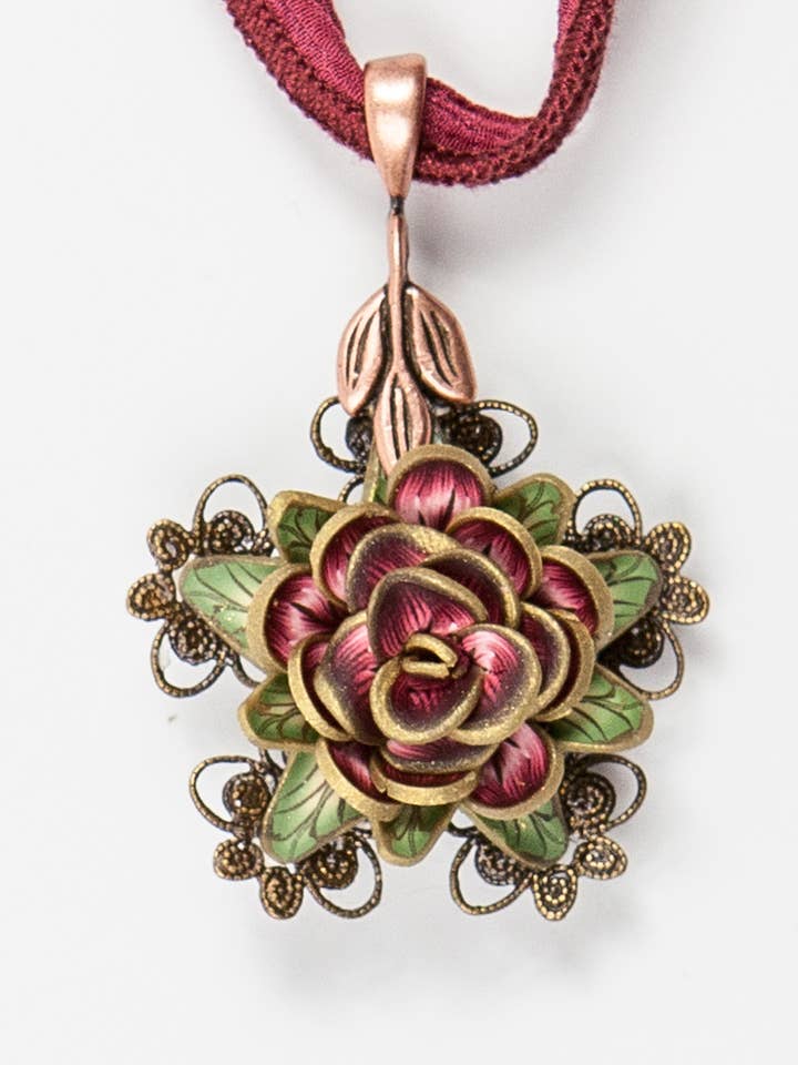 Floral Anhänger klein - Wein & Rosen für den Großhandel von Petal Pushers by Janet Pitcher