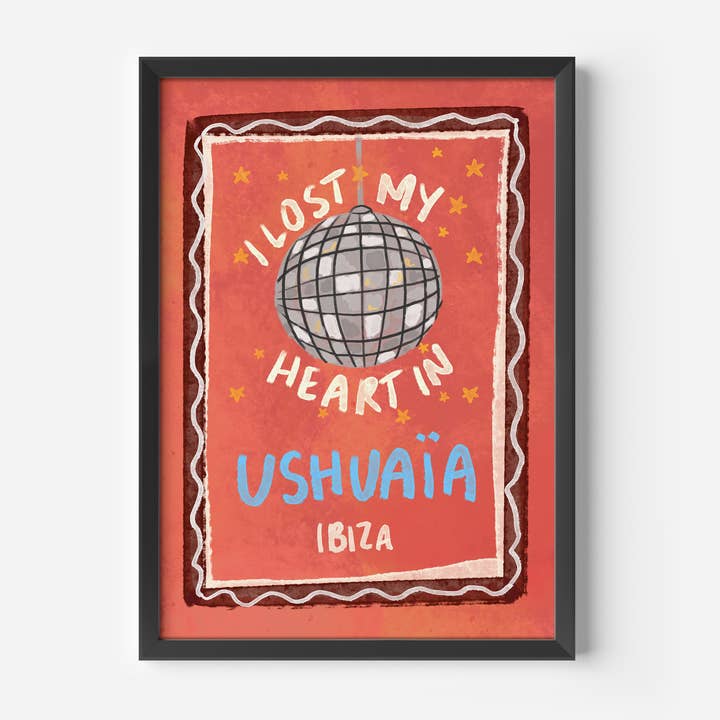 I Lost My Heart In Ushuaia Ibiza Print for wholesale by Illustrated by Weezy