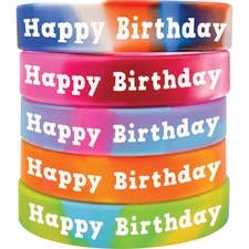 Birthday Wristbands - 10 Pack, Multi-Color Silicone for wholesale by Everyday Supply Co
