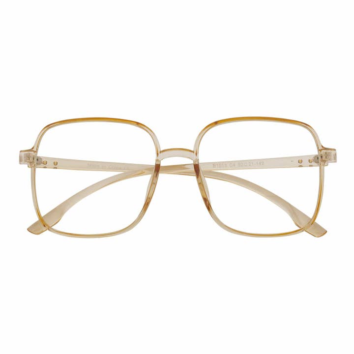 OTAKU - Large Square Glasses Blue Light Glasses Clear Peach Clear Lens for wholesale by Morspecs