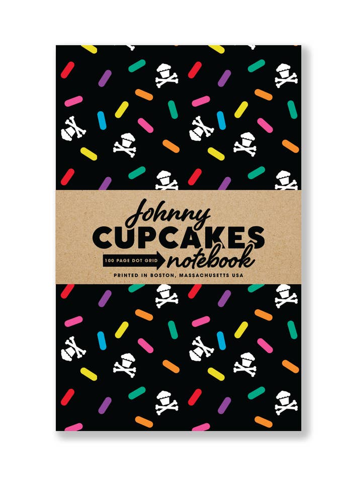 Sprinkles Black Notebook - 100 Page Dot Grid for wholesale by Johnny Cupcakes