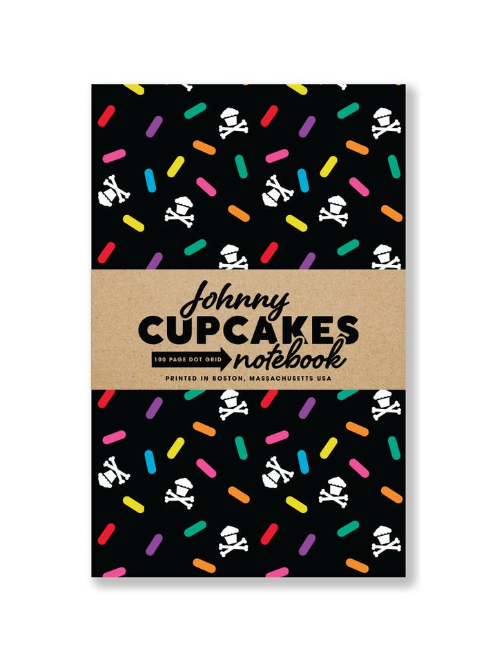 Sprinkles Black Notebook - 100 Page Dot Grid for wholesale by Johnny Cupcakes