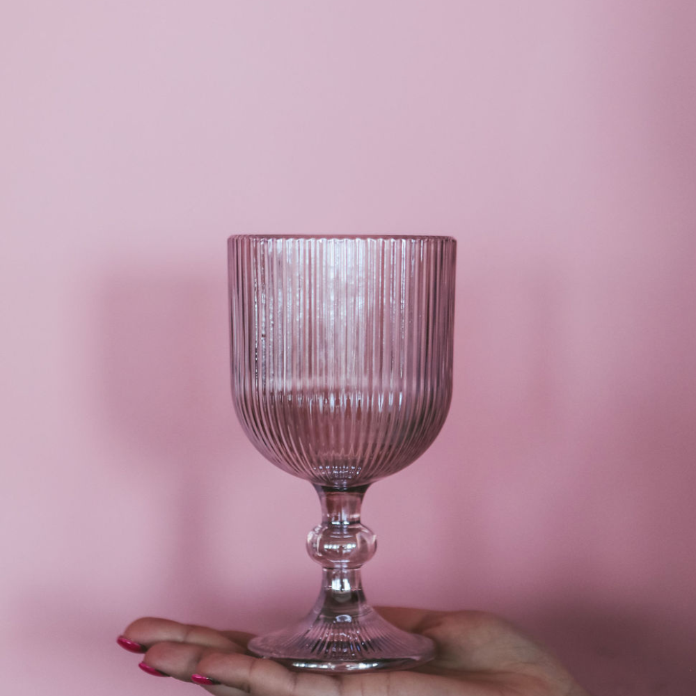 Qube Luxe by Debbie Marks - Wholesale Wine Glass - Pale Pink Wine Glass Goblet (Set of 4)2