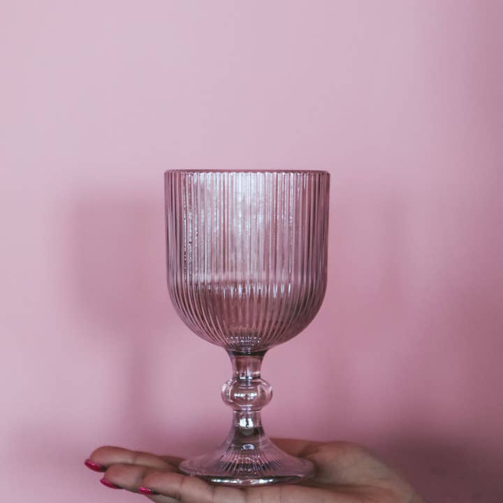 Qube Luxe by Debbie Marks - Wholesale Wine Glass - Pale Pink Wine Glass Goblet (Set of 4)2