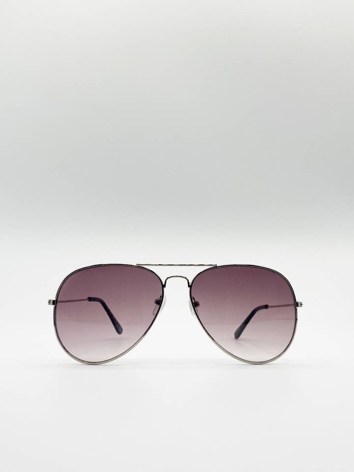 Classic Aviator Metal Frame Sunglasses with Purple Lens for wholesale by AFA COLLECTIVE