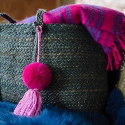 PomPom Galore - Wholesale Decorative Tassel/Wall Drop - Jumbo Pom Pom & Tassel Swag Magenta & Lilac0