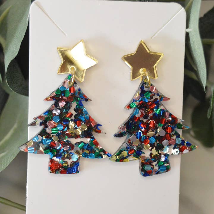 The Adorned Fox - Wholesale Dangle Earrings - Colorful Christmas Tree Earrings, Earrings, Confetti Earring0