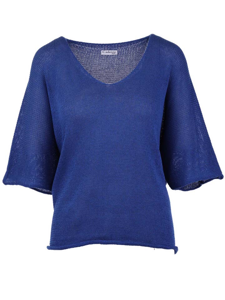 Cadenza Italy Ltd - Wholesale Knit Top - Women's - Cotton Blend V Neck Tunic Top