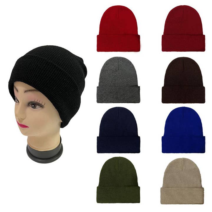 Winter Beanies 8 Colors Assorted - Style 2 for wholesale by Deluxe Import Trading