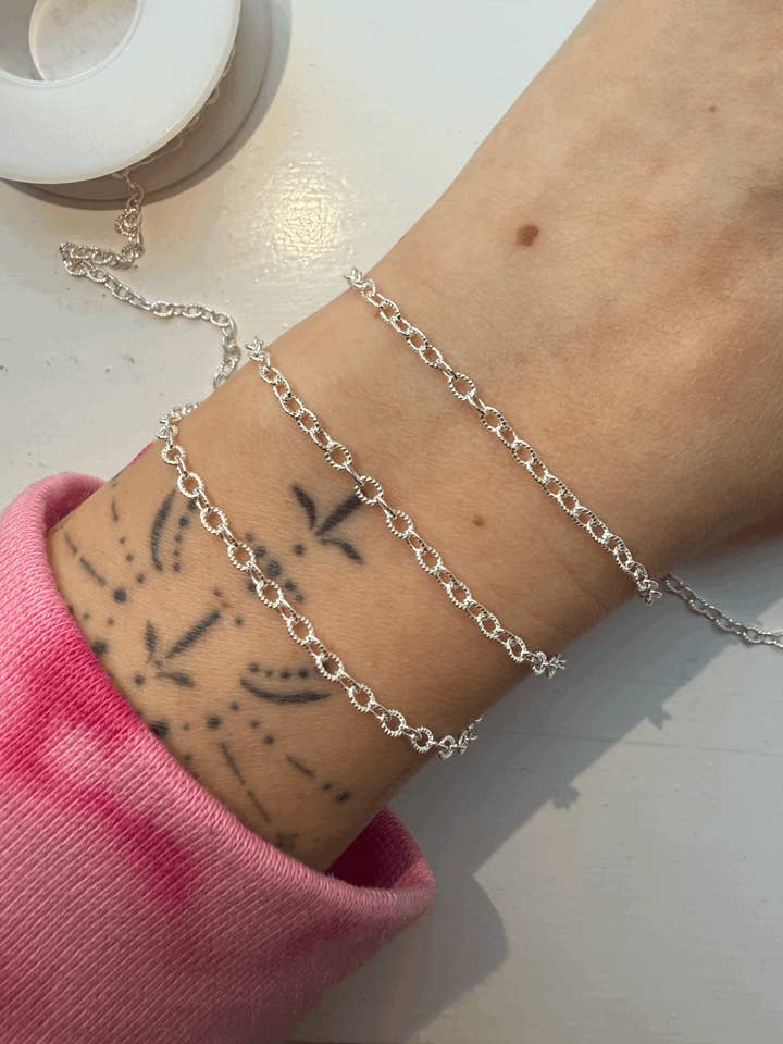 Sterling Silver Hammered Cable Chain for wholesale by The Charm Gal
