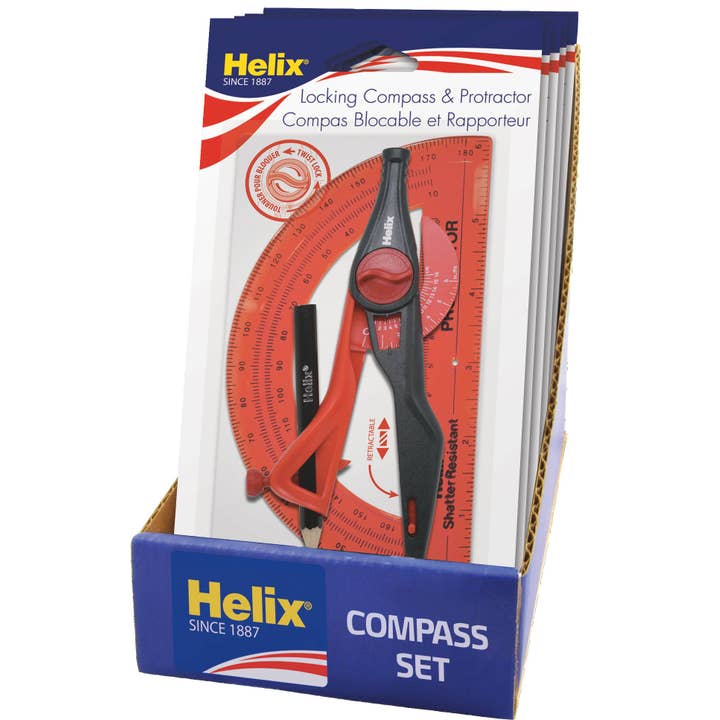 Ensemble boussole et rapporteur à verrouillage universel PDQ Display x12 pour la vente par Janod