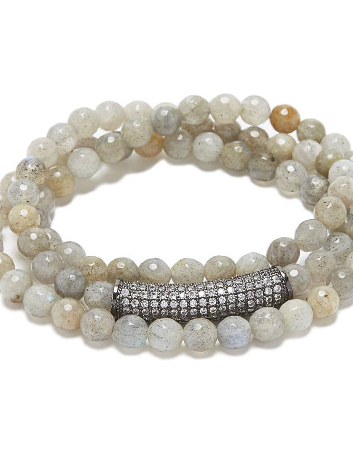 Pulsera con barra de plata y labradorita para venta al por mayor de In2 design