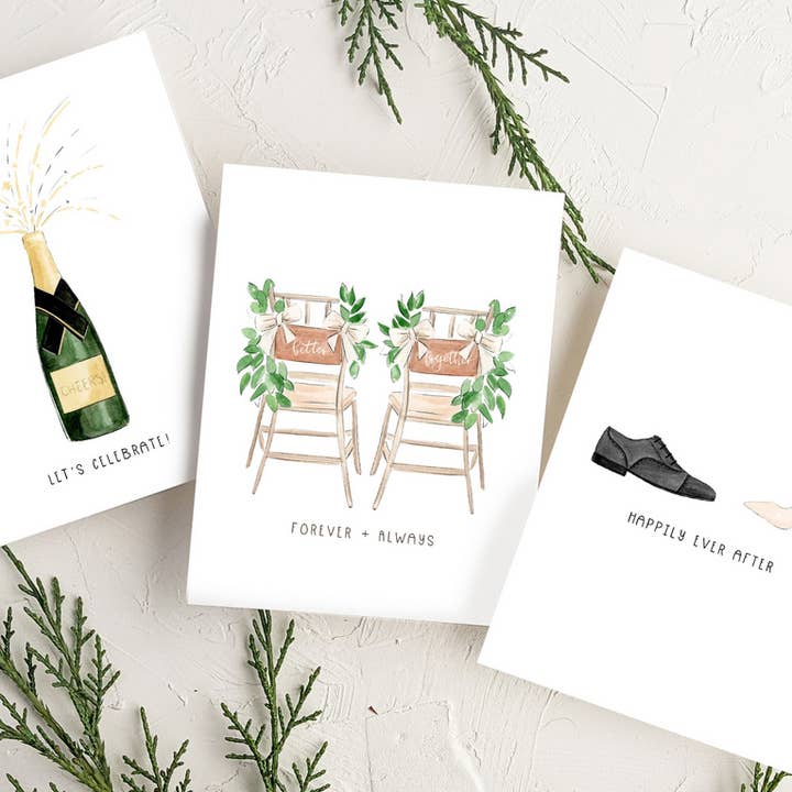 Almeida Illustrations – wholesale Wedding card – Happily Ever After Mr + Mrs Newlywed Greeting Card6