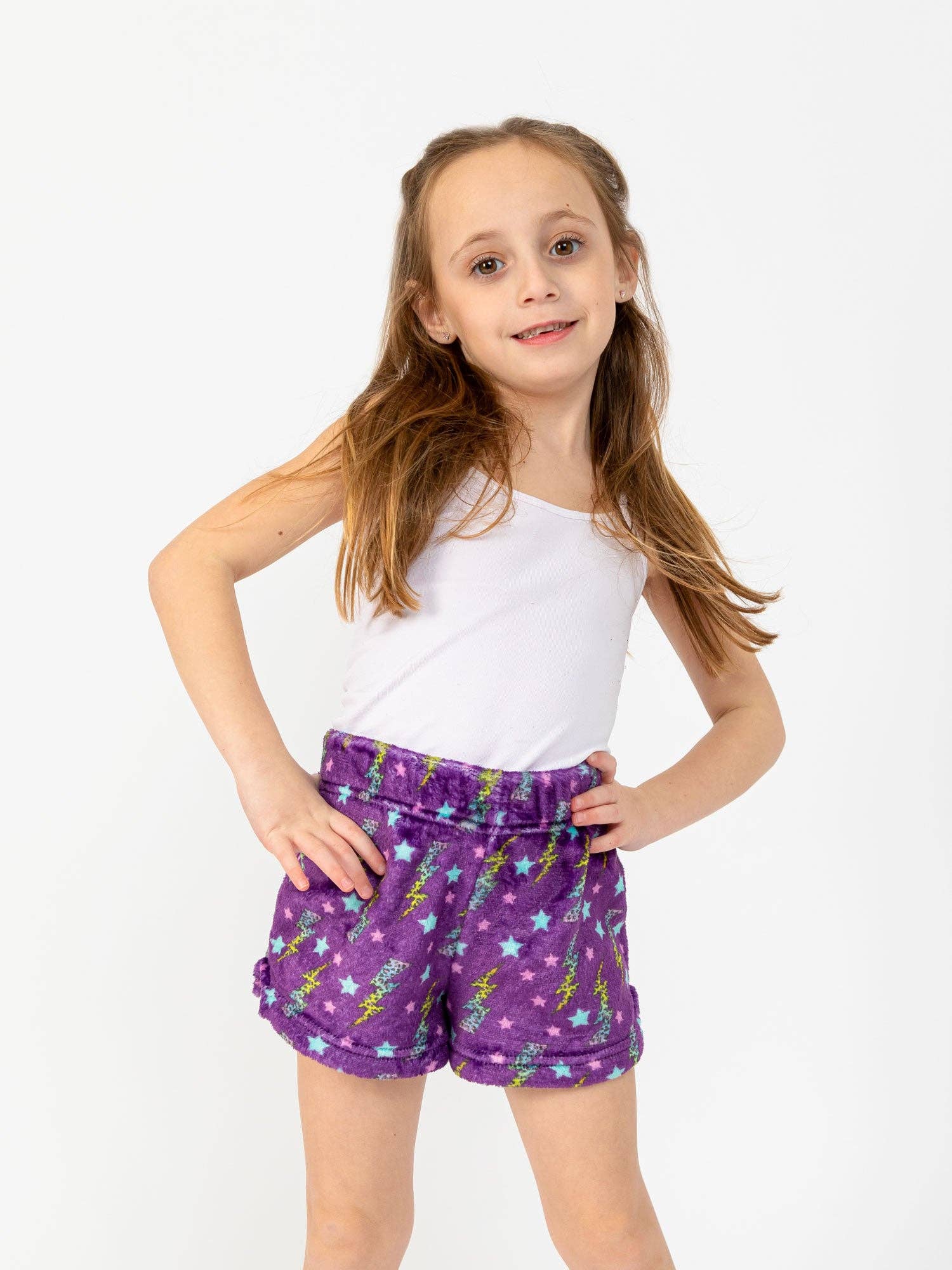 Limeapple - Wholesale Lounge Shorts - Kids - Girls Plush Lounge Shorts - Love More0