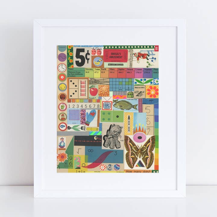 Collage Art Print // Five Cents // Unframed for wholesale by Meow Kapow