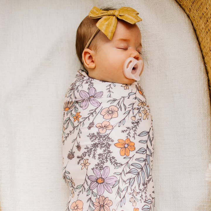 Knit Swaddle Blanket - Flora for wholesale by Copper Pearl