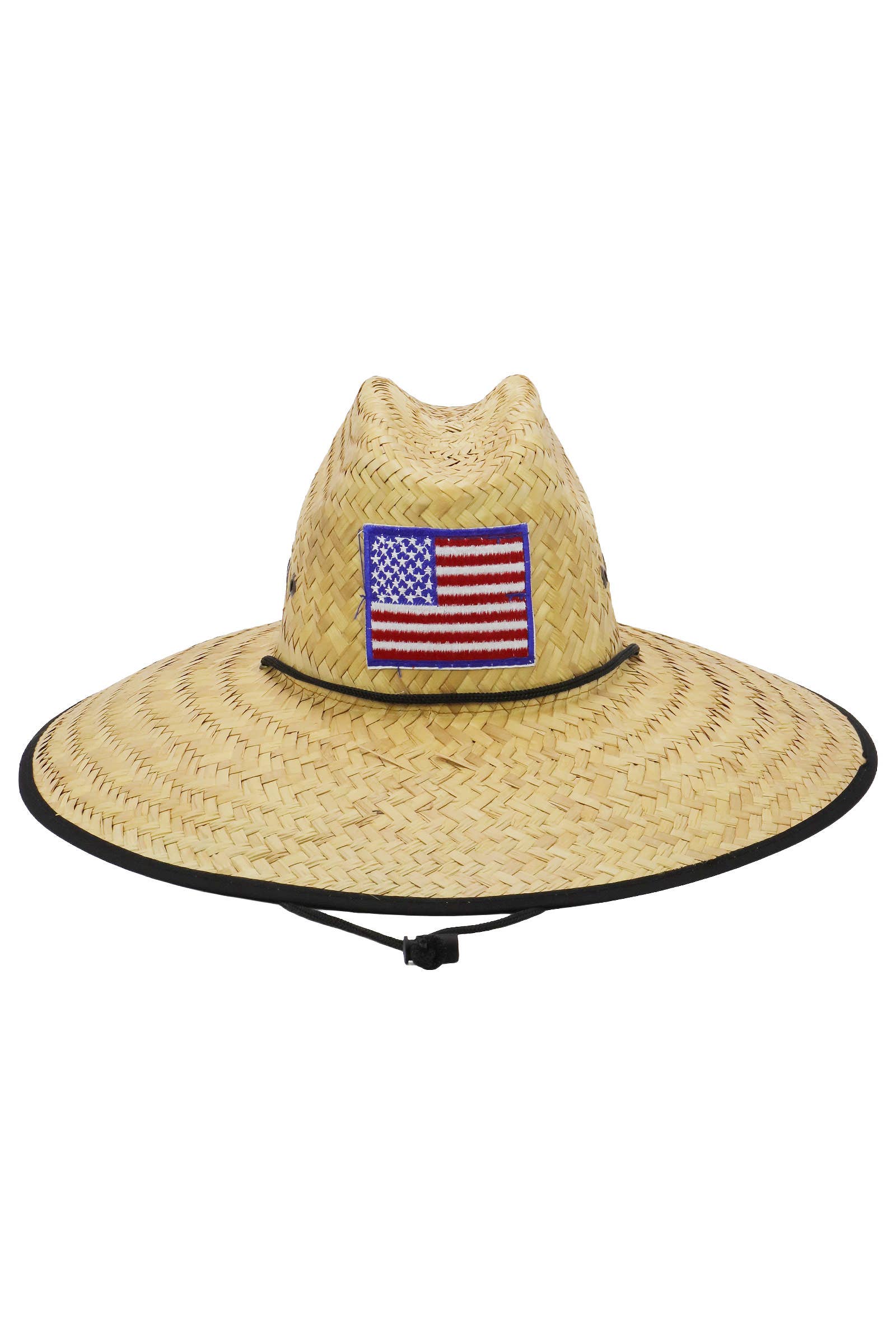 Cap Zone – Chapéu de palha – Unissexo por atacado – Chapéu de Palha de Salva-Vidas com Bandeira Americana com Ilhós1