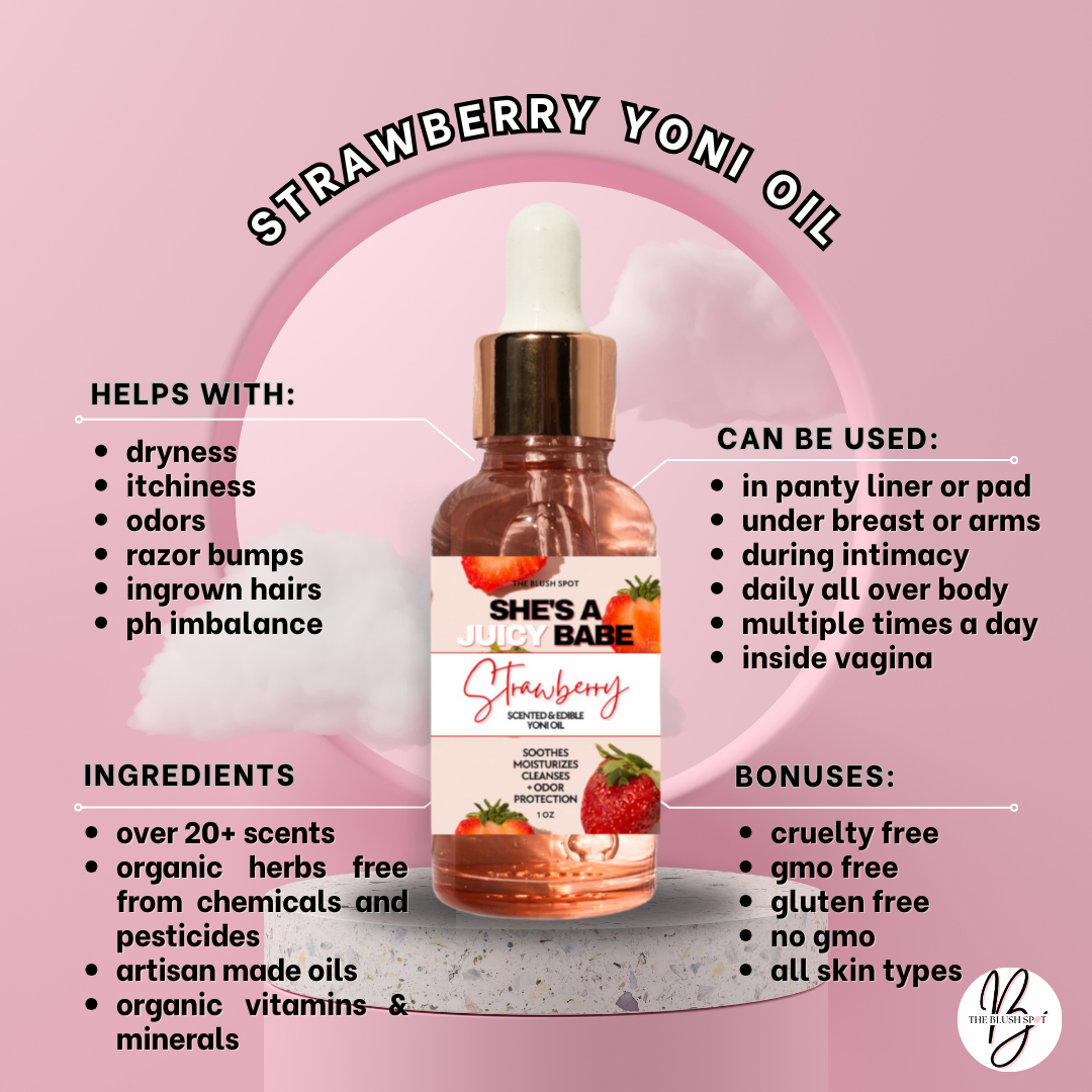 The Blush Spot - Wholesale Retailer Display - Beauty & Wellness - Strawberry Yoni Oils - Organic and Edible1
