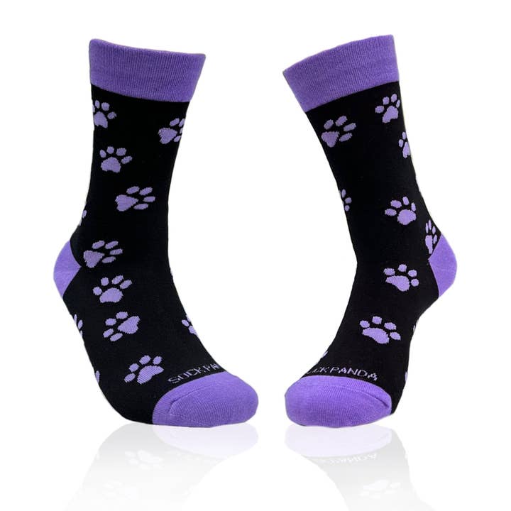 Purple Paw Print Hundälskare Strumpor från strumpan Panda för wholesale av Sock Panda