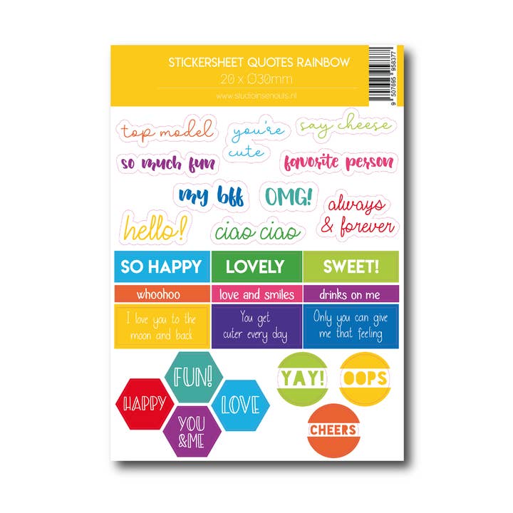 Hoja de pegatinas arcoíris para venta al por mayor de Studio Ins & Outs