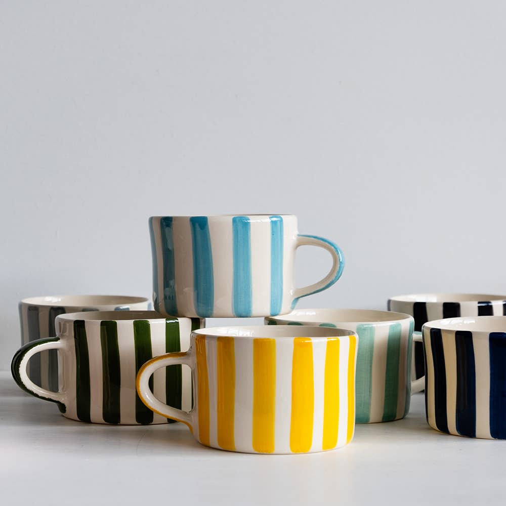 Musango - Wholesale Coffee Mug - Handmade & Painted Latte Style Musango Mugs in Candy Stripe11
