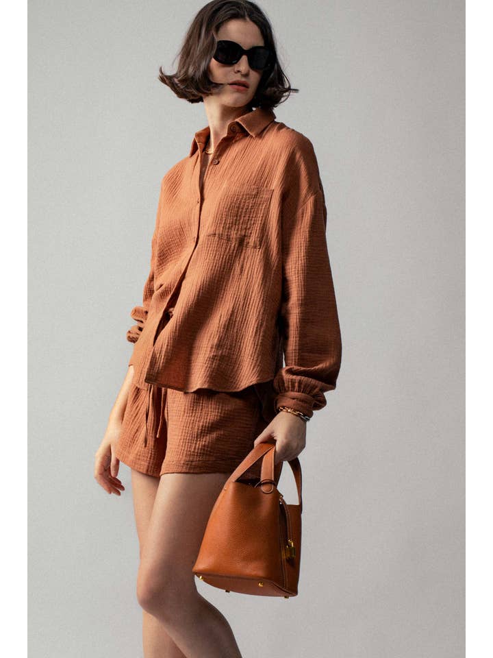 Urban Daizy - Wholesale Lounge Set - Women's - Crinkle Cotton Gauze Resort Button-Up Set36